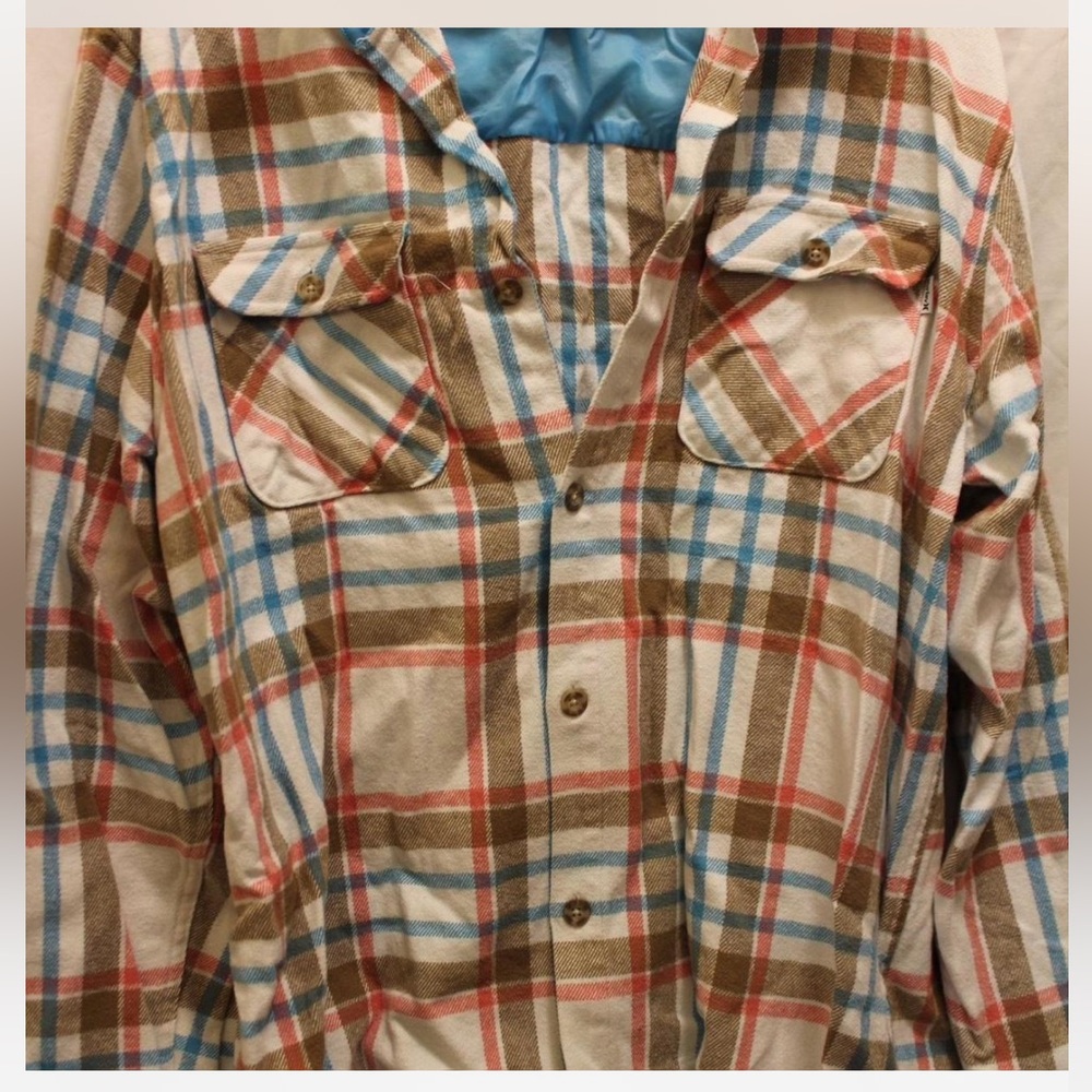 Men’s Hurley brown, red, and blue button up.